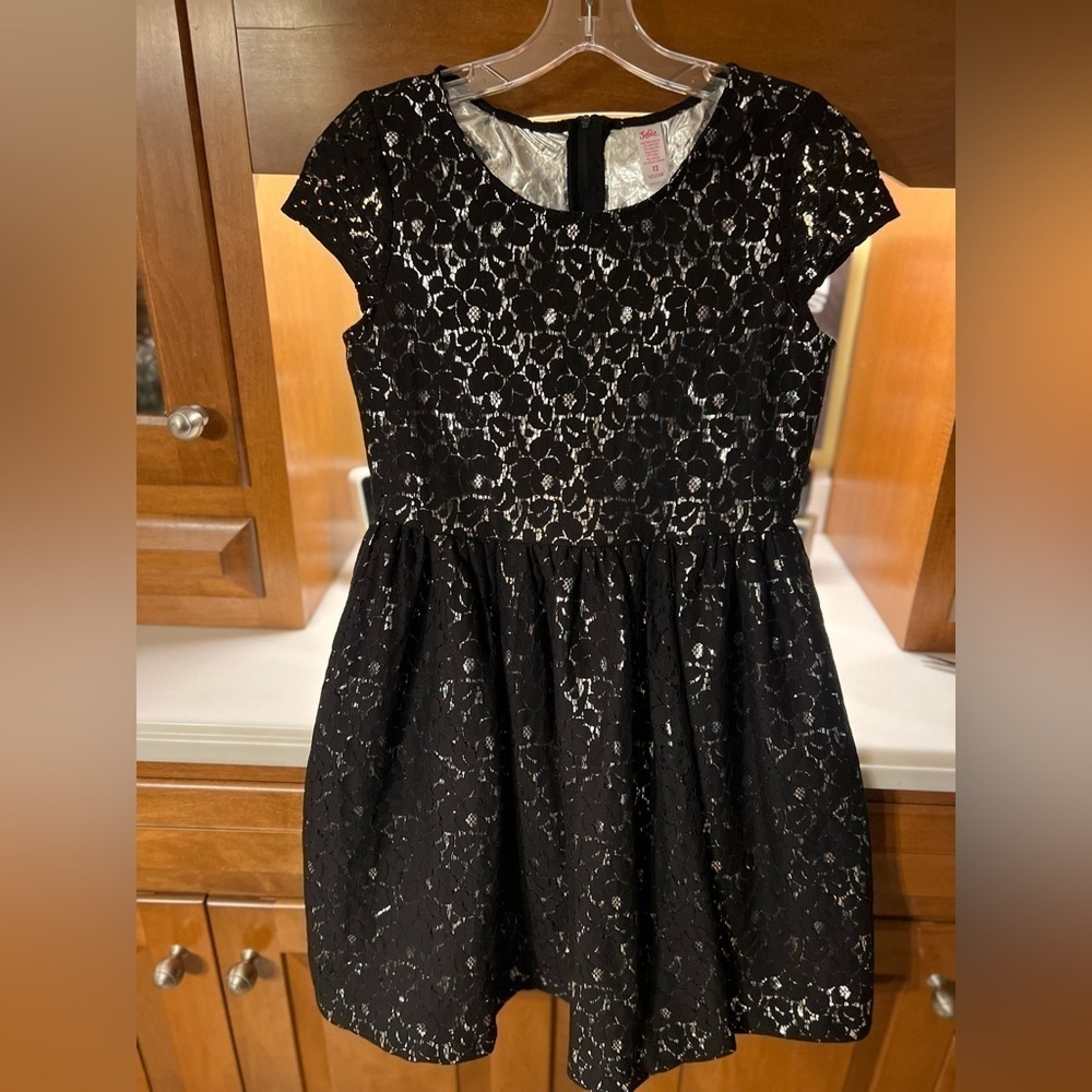 Justice black lace girls holiday dress size 12